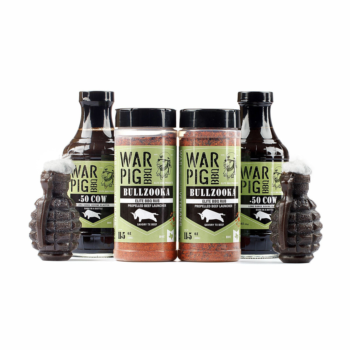 Assorted beef products from WarPig BBQ's Bold & Savory Beef Bundle, including various cuts and seasoned meats.