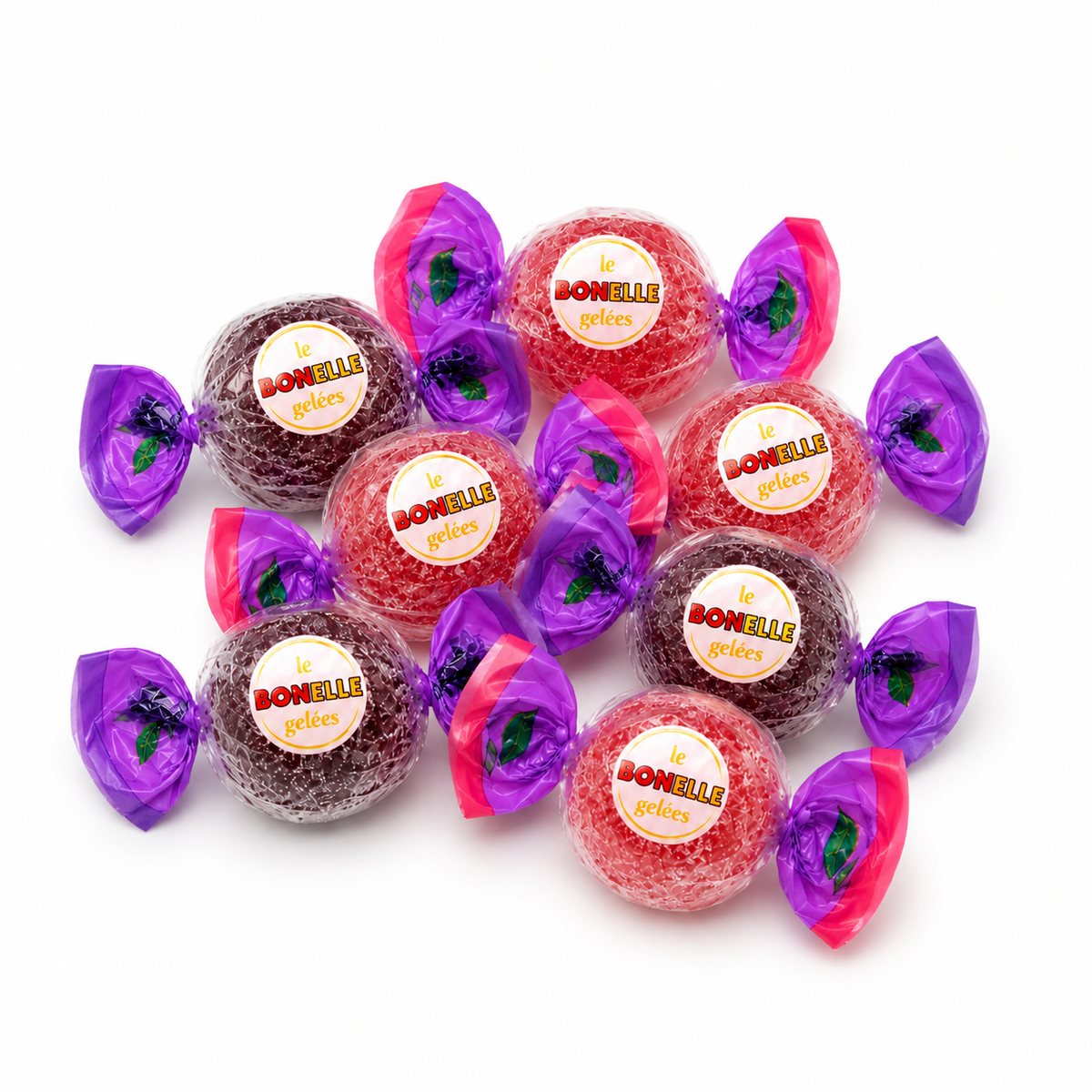 Assorted Berry-flavored Bonelle Fruit Jelly Candy in a bulk Candy In Bulk bag, colorful fruit-shaped gummy candies.