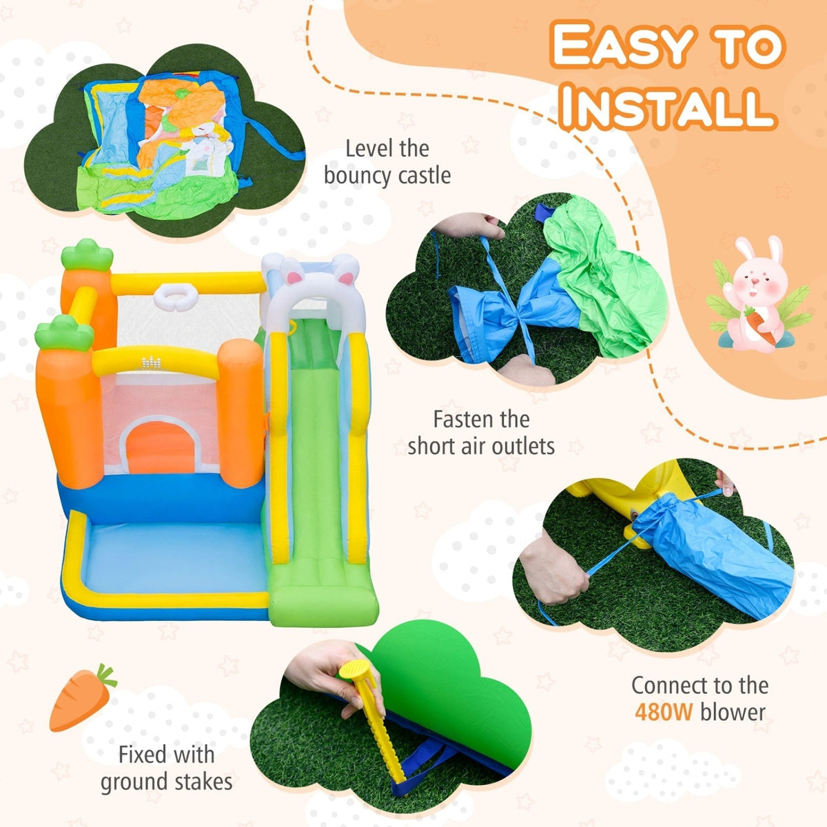 Colorful kids' bounce house by GBruno Store with vibrant inflatable walls and a spacious jumping area for children.