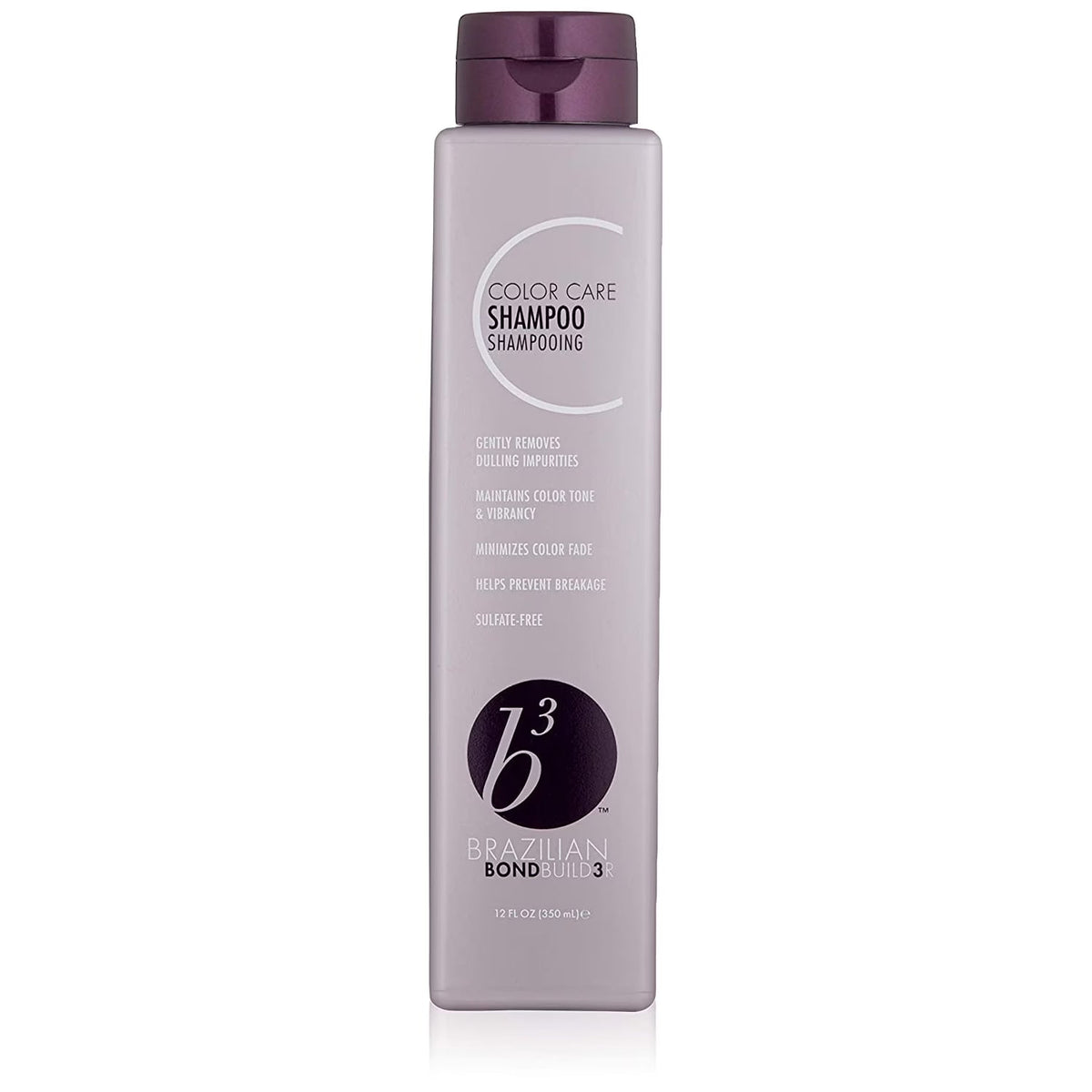 Brazilian Bond Builder b3 Color Care Shampoo 12 oz bottle from Pasteur Pharmacy, showing the shampoo's label and packaging.