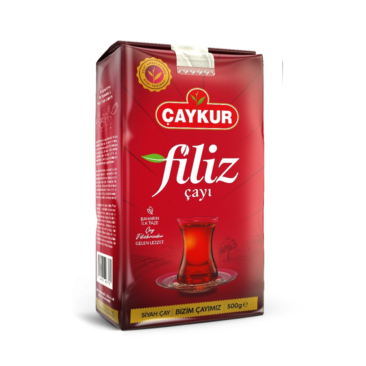 Caykur Filiz tea 500g package, S101 brand, showing the sealed tea bag with branding and product details visible.