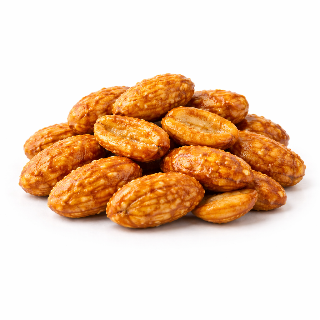 Honey glazed peanuts snack in a bulk value bag by Candy In Bulk, showing golden honey-coated peanuts in a clear bag.