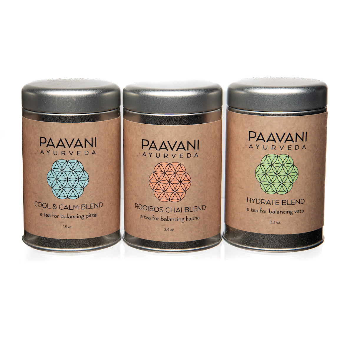 Organic loose-leaf herbal tea from Paavani Ayurveda Skincare and Wellness, displayed in a simple, natural setting.