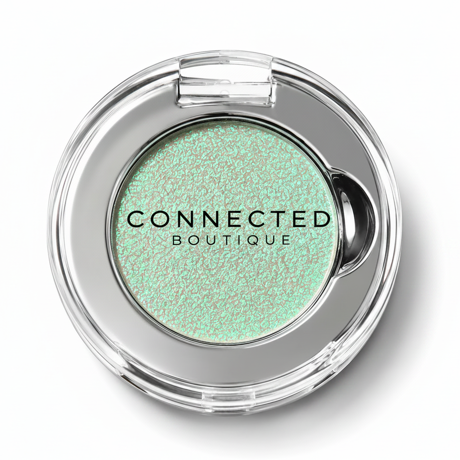 Connected Boutique Galactic Shift duochrome eyeshadow with color-shifting pressed pigment in vibrant shades on a neutral background.