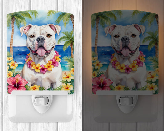 Ceramic night light featuring an American Bulldog design, part of Caroline's Treasures Luau collection, ideal for bedroom decor.