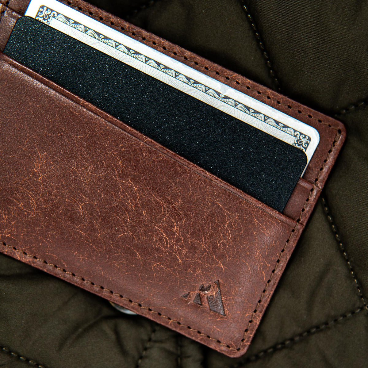 Robust leather card holder with multiple card slots and sleek black finish, designed for compact everyday use.