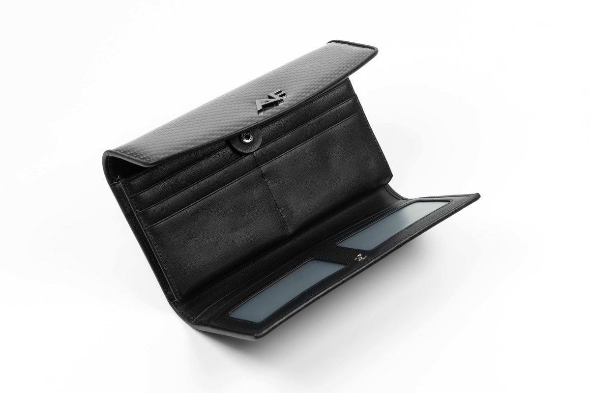 Assure Fashion women's designer wallet with multiple card slots and a sleek black leather finish.