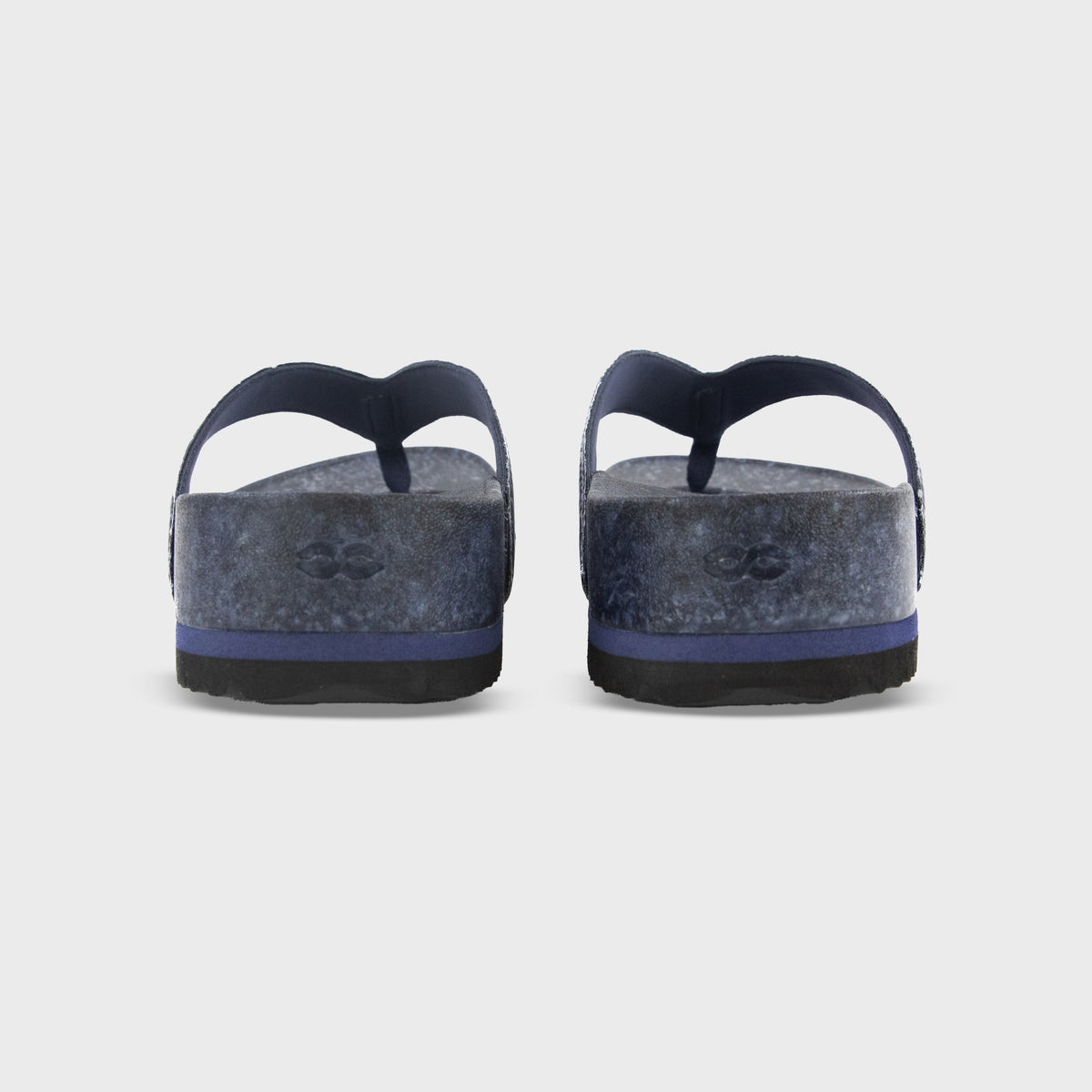 Rear view of Fleks West Beach Flip Flop in deep blue sea color, showing the sole and strap details.
