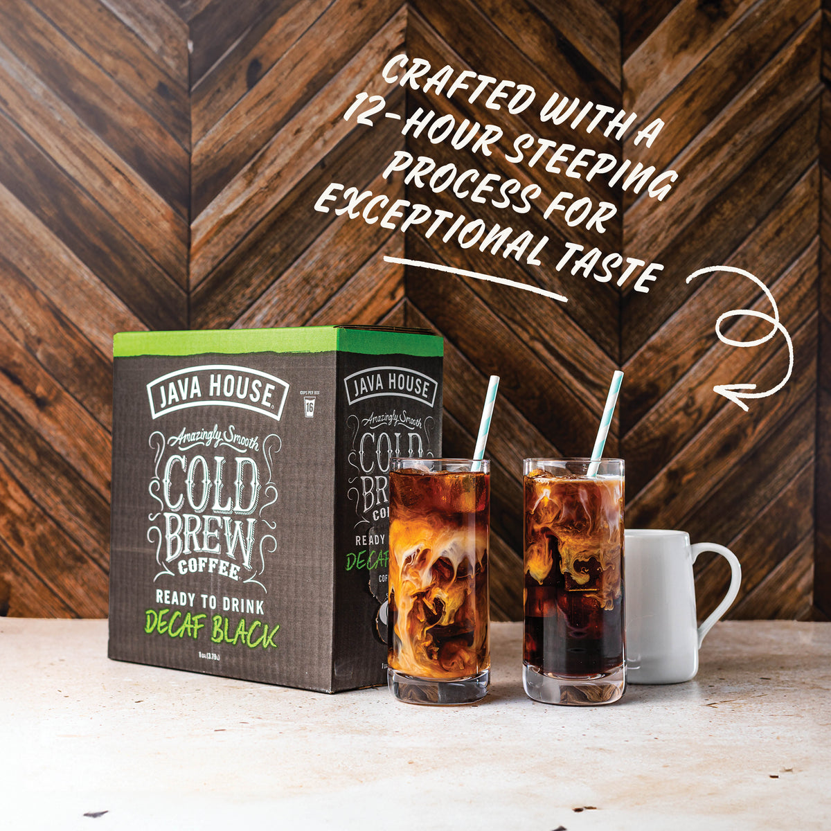 Cold brew on tap from Java House featuring decaffeinated cold brew coffee in a sleek tap system.