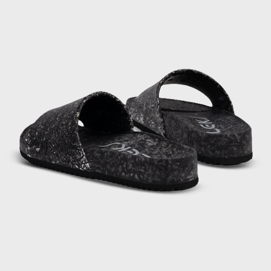 Fleks East Beach Slide in night color, rear view showing comfortable straps and casual slip-on design.