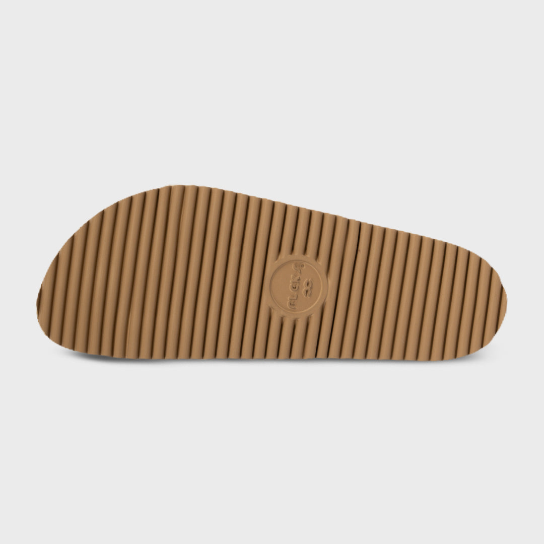 Fleks East Beach Slide in white sand color, featuring a comfortable sole and casual beach slide design, ideal for summer wear.