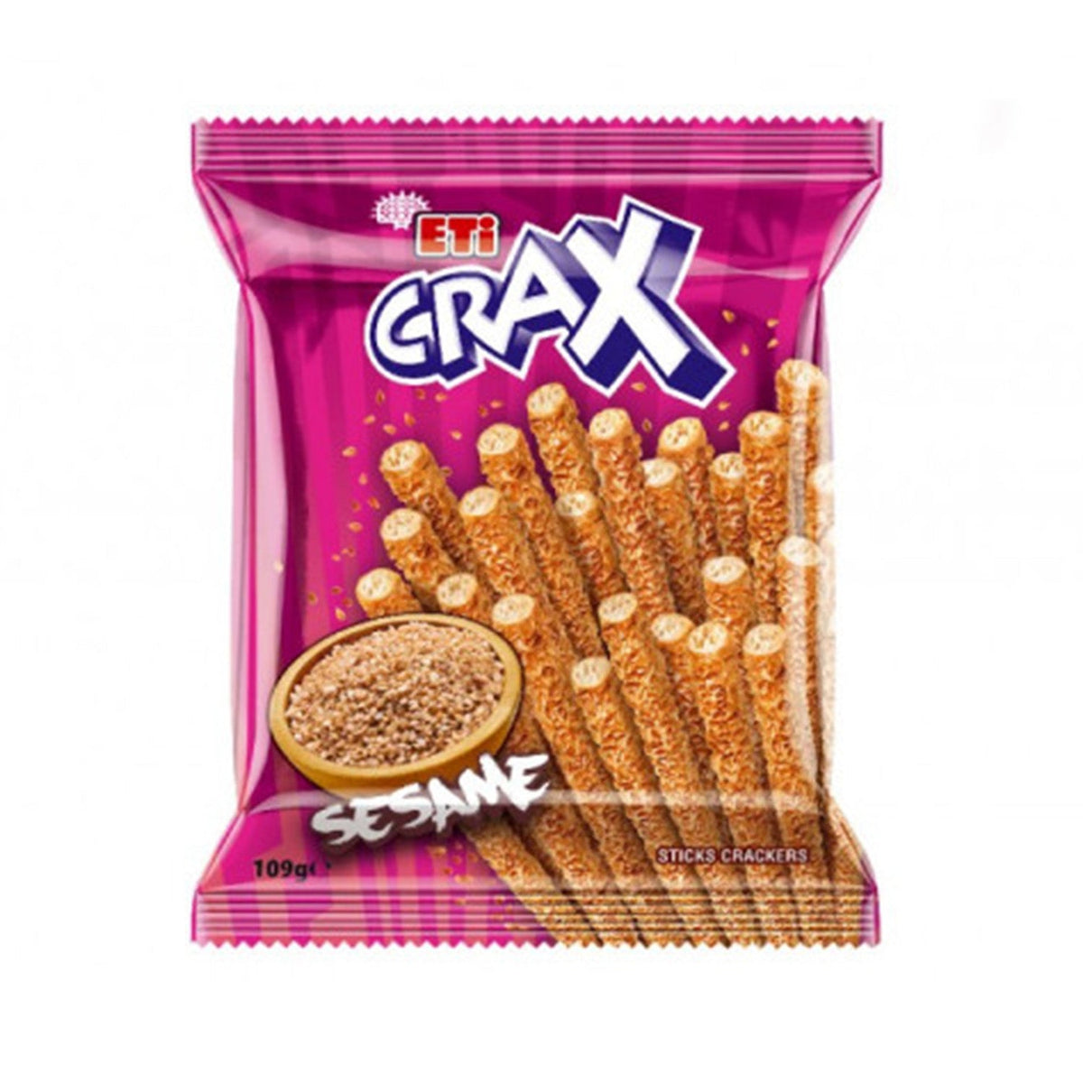 Eti Crax sesame snack stick, 110g, crispy and crunchy snack with sesame seeds from the S101 brand.