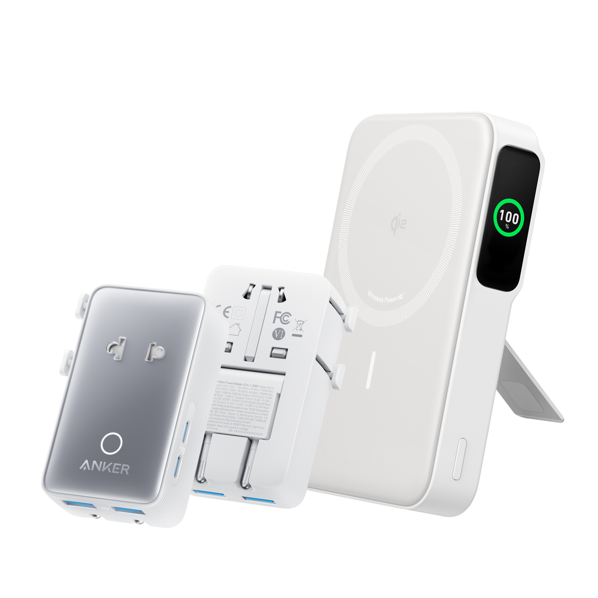 Anker MagGo 10K Power Bank showing sleek black design with magnetic charging surface and compact size on white background.
