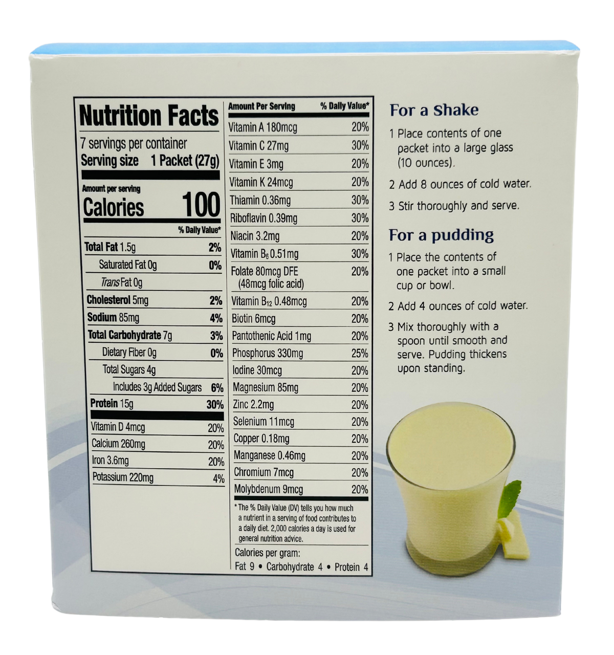 AmBari Nutrition French Vanilla Shake box featuring a creamy vanilla flavor and shake product packaging.