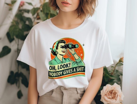 Unisex bamboo cotton graphic T-shirt with retro funny woman humorous quote design by Spun Bamboo, men's printed style.