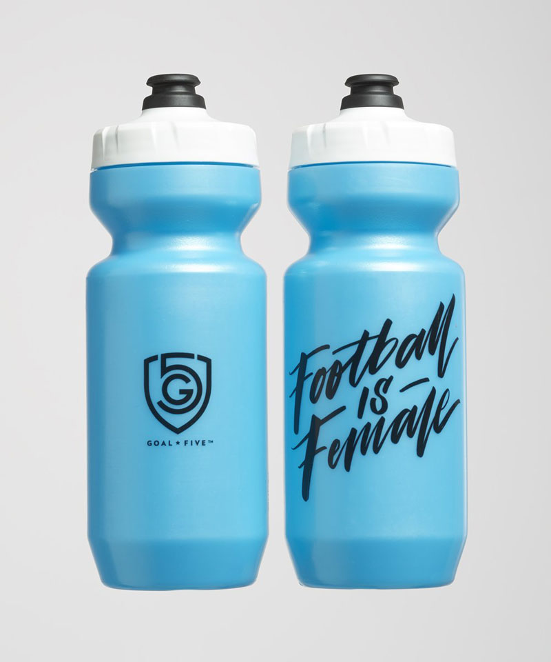 Light blue Goal Five G5 Purist 22oz training water bottle with a sleek design and easy-to-use lid for hydration on the go.