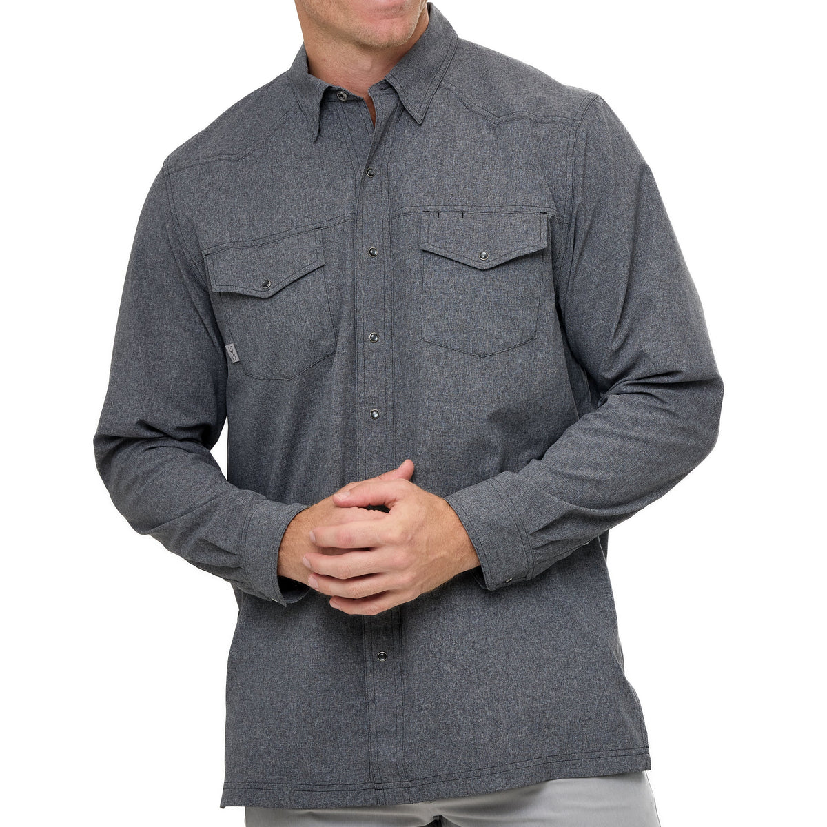 Long sleeve Caviar Pearl Snap Shirt by GameGuard, featuring pearl snap buttons and Western-inspired design.