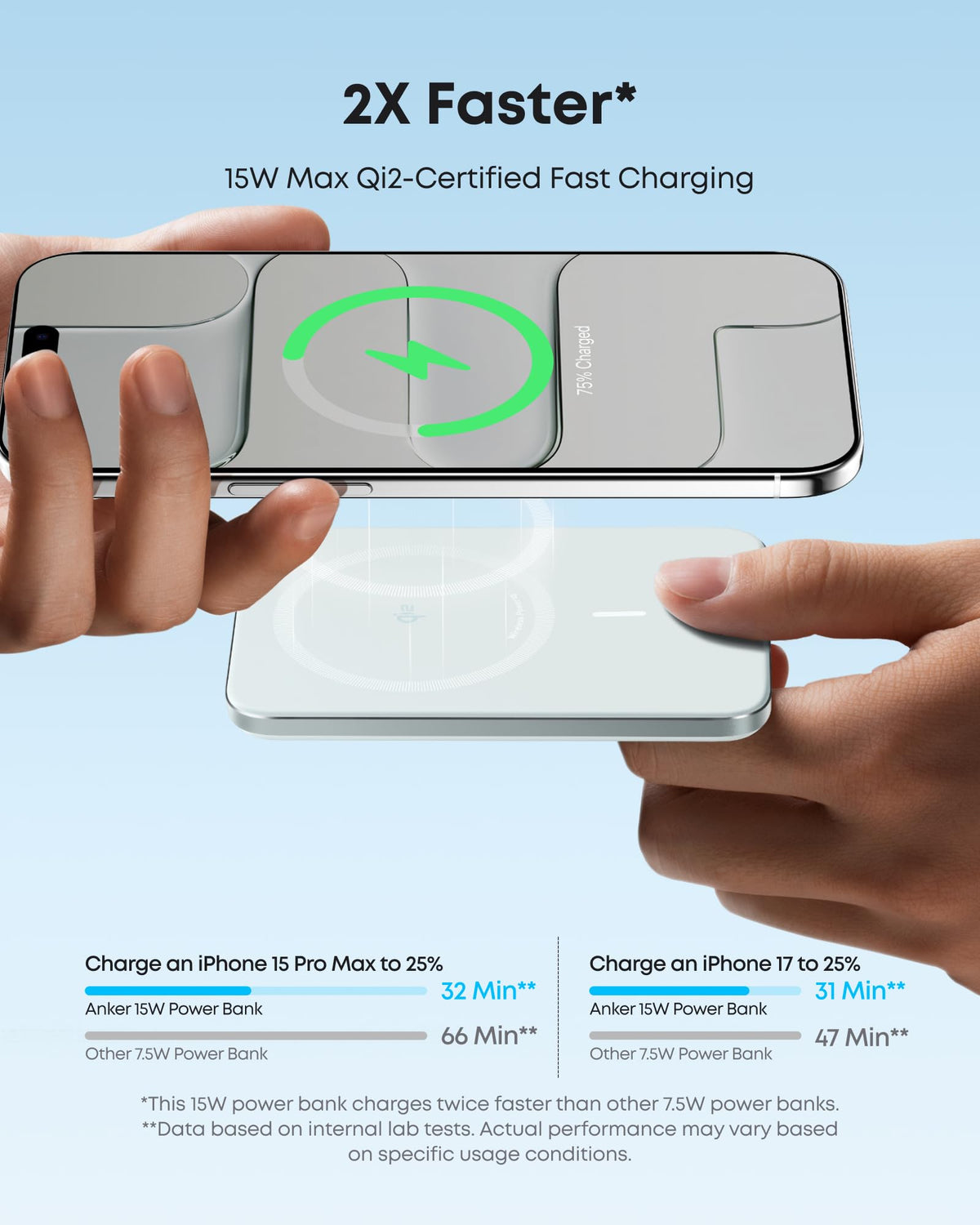 Anker Nano 5K MagGo slim green power bank with USB-C port and LED indicator, portable and compact for on-the-go charging.