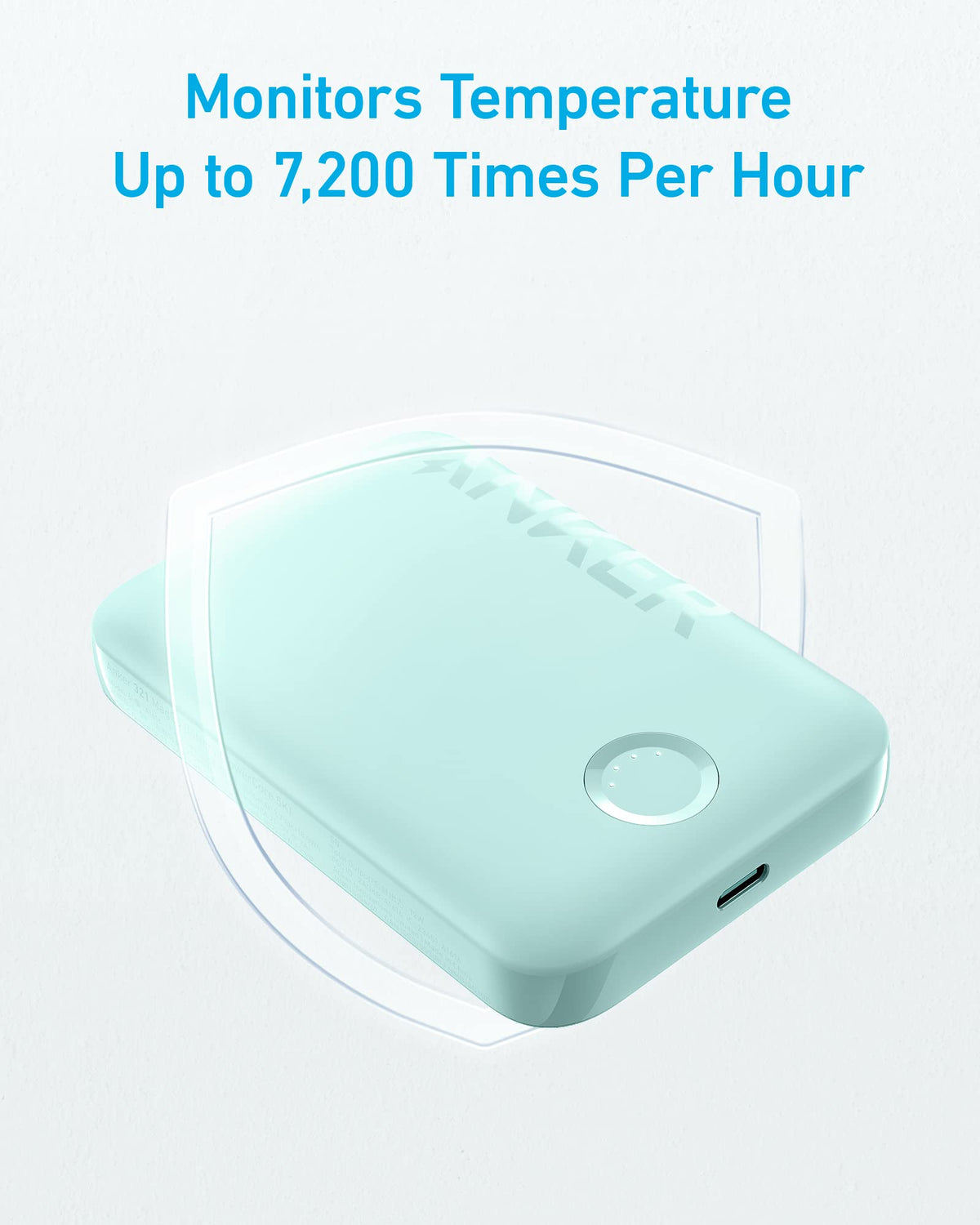 Green Anker 321 MagGo PowerCore Magnetic 5K portable battery for charging, with a sleek compact design.