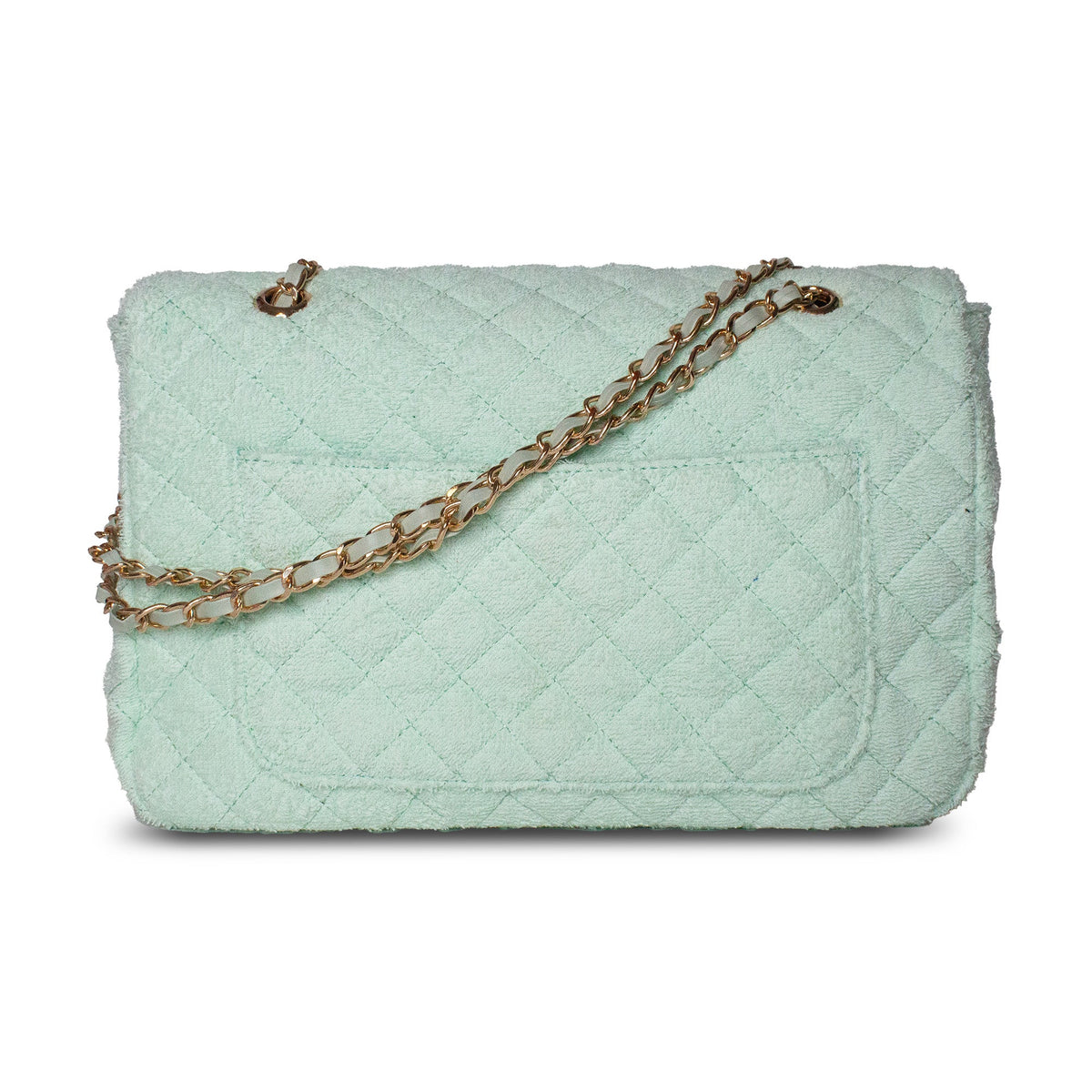 Beach Haus Medium Shoreline Flap in sea glass green, showing the front view of the stylish, eco-friendly bag with a flap closure.