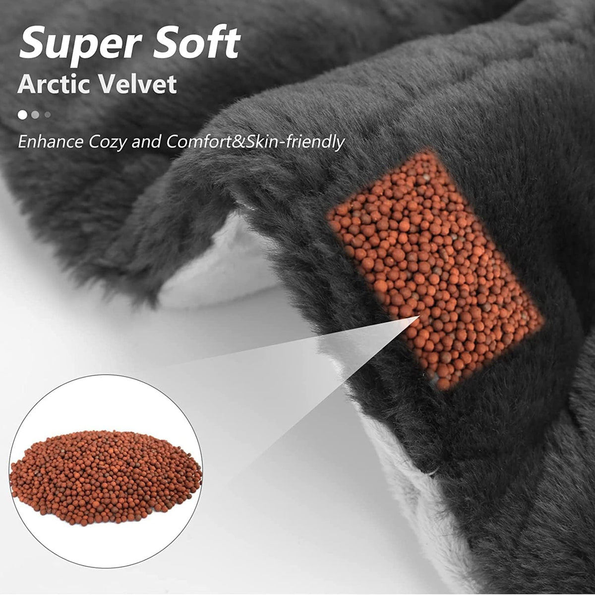 iReliev weighted heating pad for neck and shoulders, showing a plush, adjustable pad with heating elements and ergonomic design.