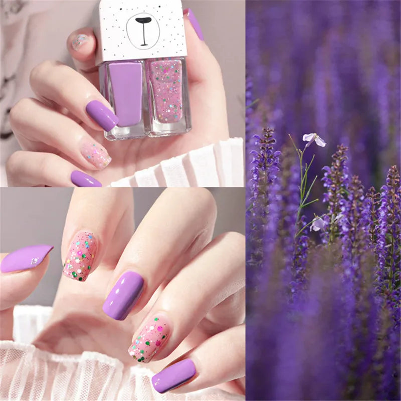 Blushimmer 2-in-1 candy color nail polish with water-based formula, quick dry, waterproof, bright finish, no peeling, lasting manicure