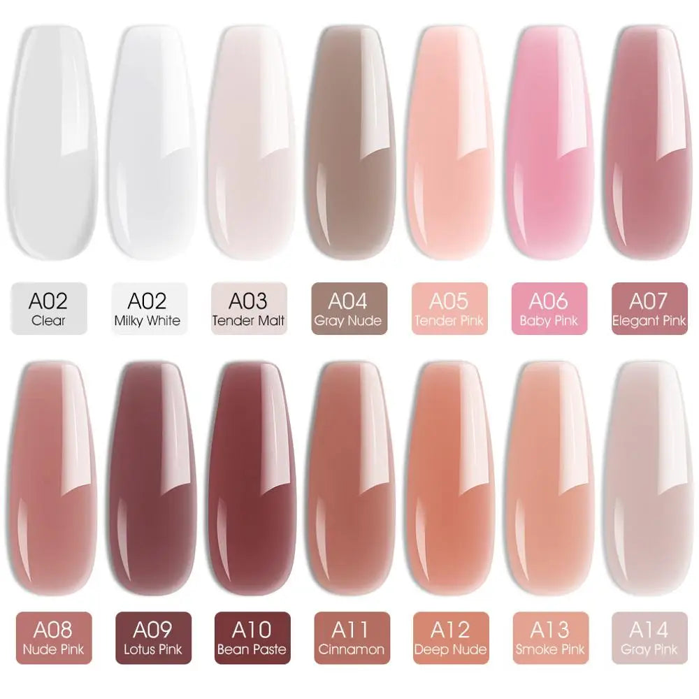 Blushimmer 50ml TPO Free Jelly Nail Extension Gel in clear natural color, UV soak-off builder gel for French nail extensions