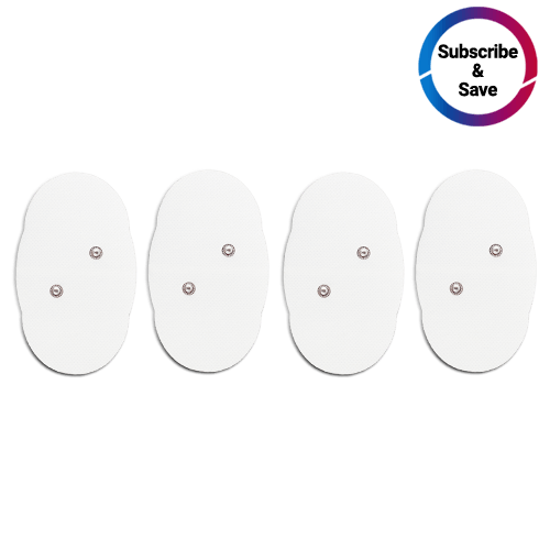 iReliev wireless large single pads refill kit for pain relief, shown in transparent image, includes replacement adhesive pads.