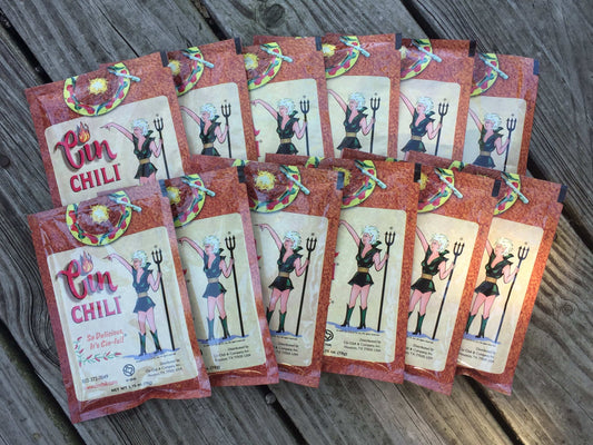 Cinderosa Ranch Cin Chili Seasoning Mix 12-pack, savory spice blend for chili and Mexican dishes, shown in a colorful packet.