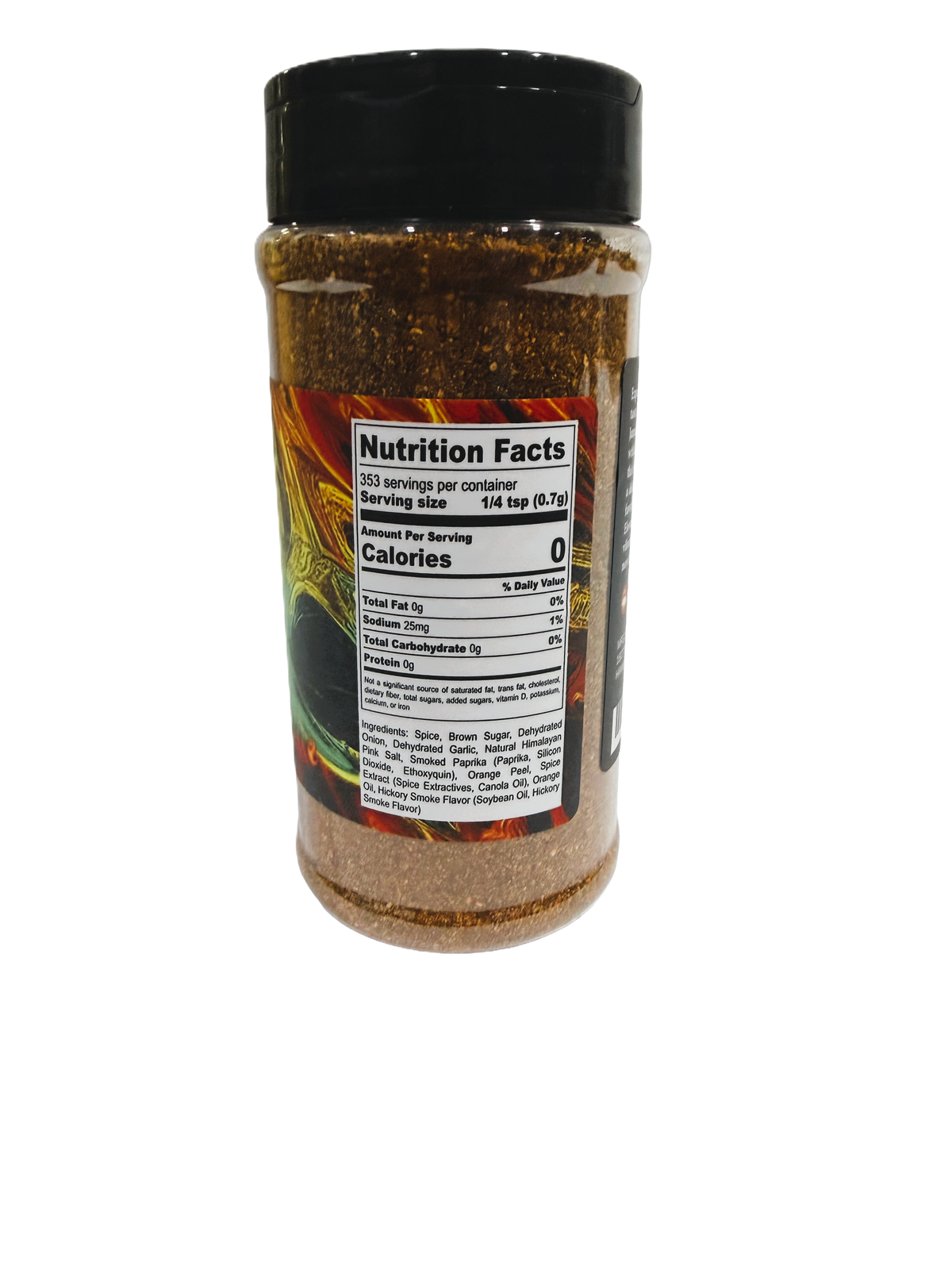 Spicy Jamaican Jerk Seasoning by Hi-West Foods, Inc. in a colorful jar, with herbs and spices visible.