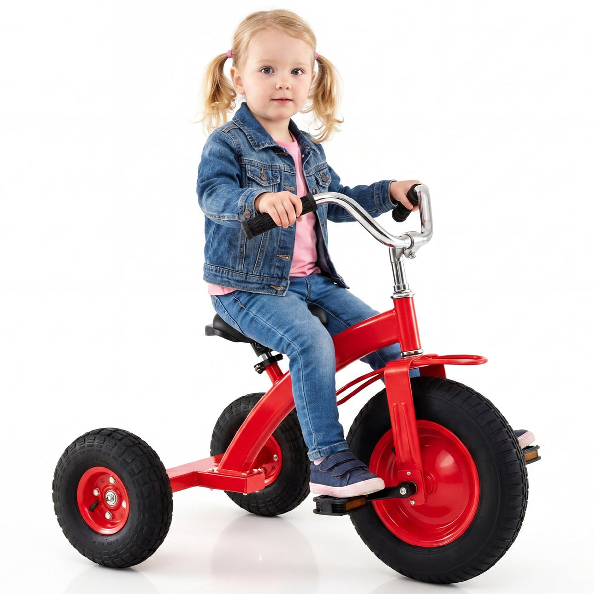 Kids bike with carbon steel frame and 15-inch inflatable tires, designed for young riders, in a vibrant color.