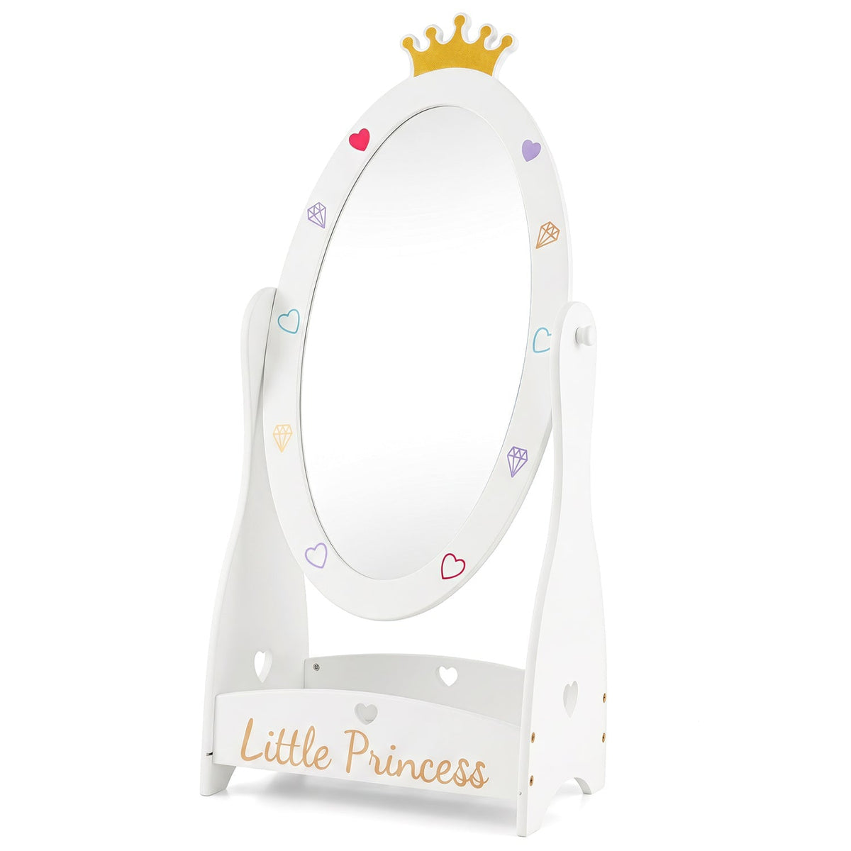 Kids full-length mirror with rotatable design and shelf, featuring a playful and functional GBruno Store kids mirror.