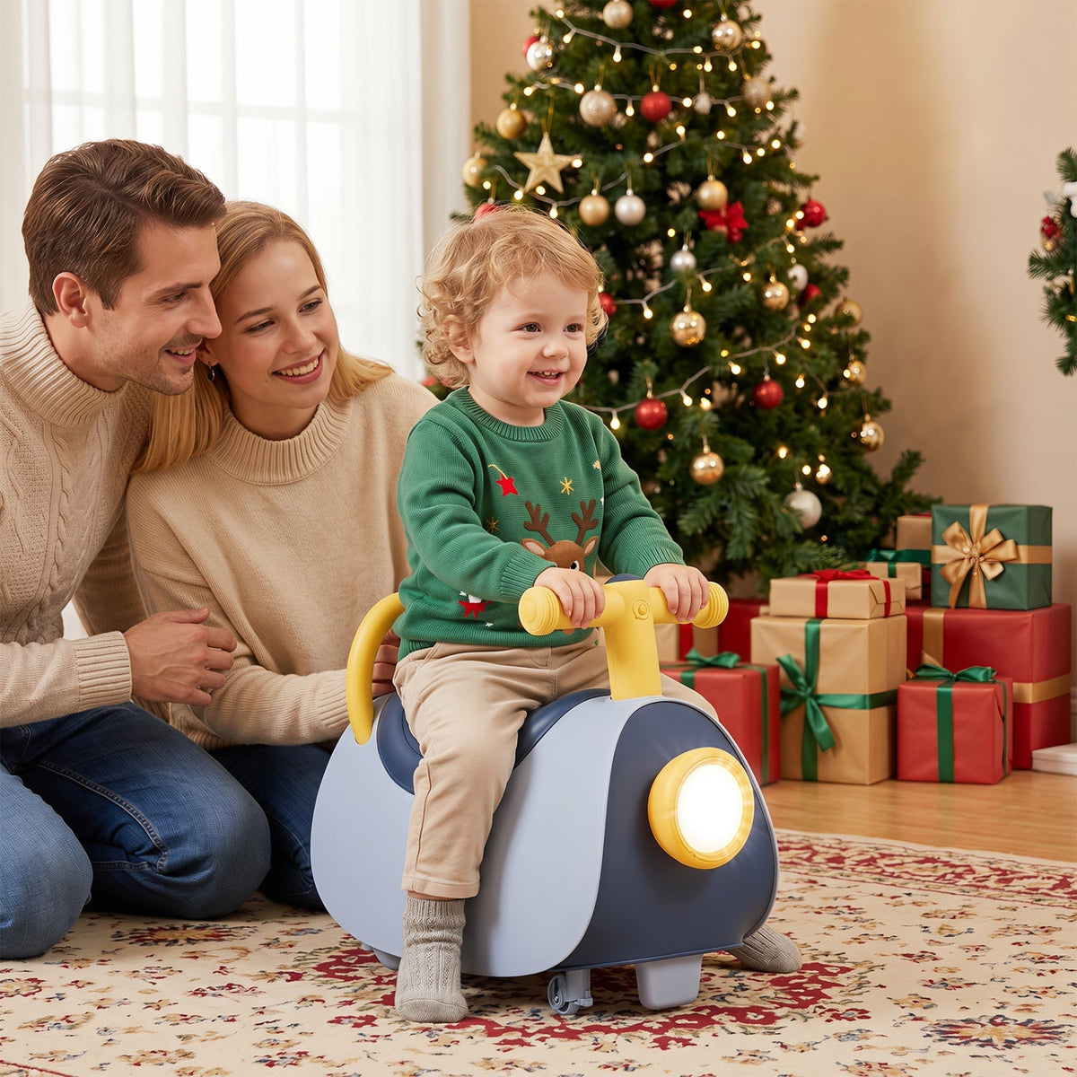 Kids ride-on push car with music and storage, suitable for toddlers aged 18-36 months, by GBruno Store.