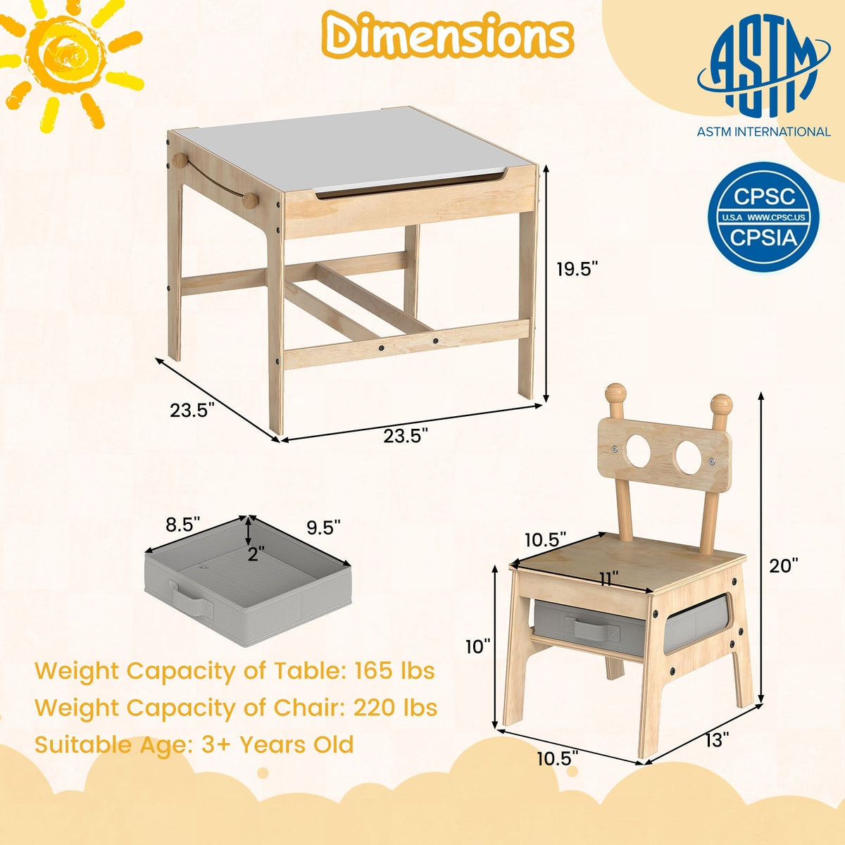 Kids table and chair set with reversible whiteboard by GBruno Store, featuring a child-friendly table and colorful chairs for play and learning.