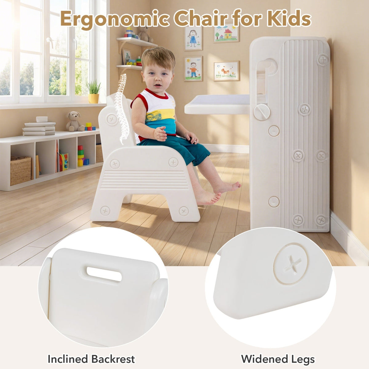 Kids furniture set with writing desk, chair, and side bookshelves from GBruno Store, featuring a child-friendly design and storage space.