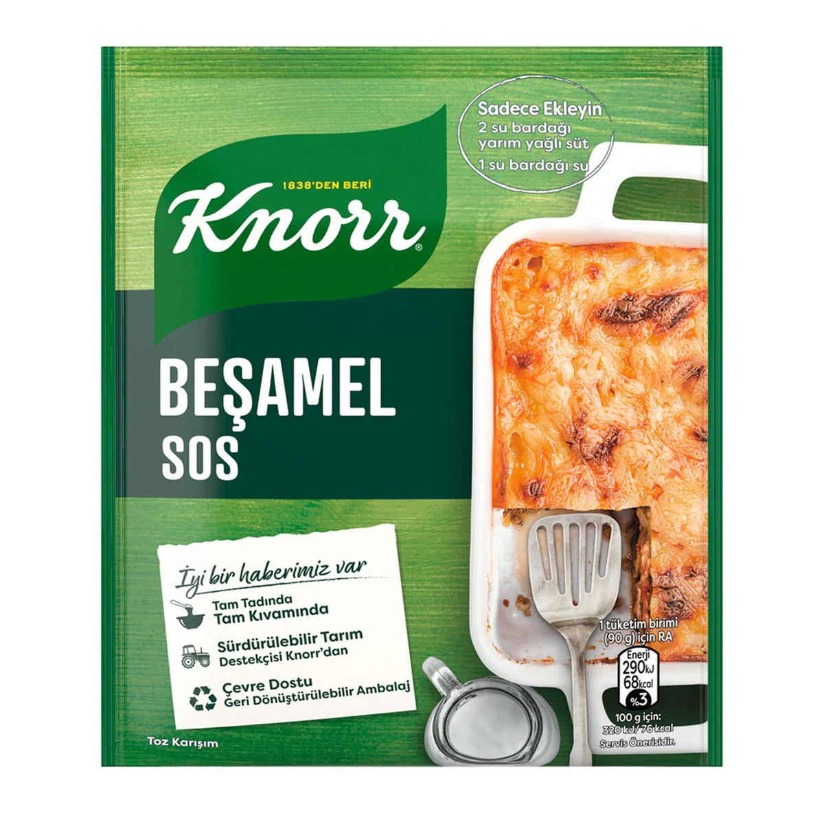S101 Knorr Bechamel sauce mix in a 70g pantry box, showing the packet with white and blue branding and product details.