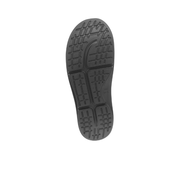 Black Sovella Active Recovery Sandals men's PF clog by Lucky Feet Shoes, featuring comfortable ergonomic design and casual style.