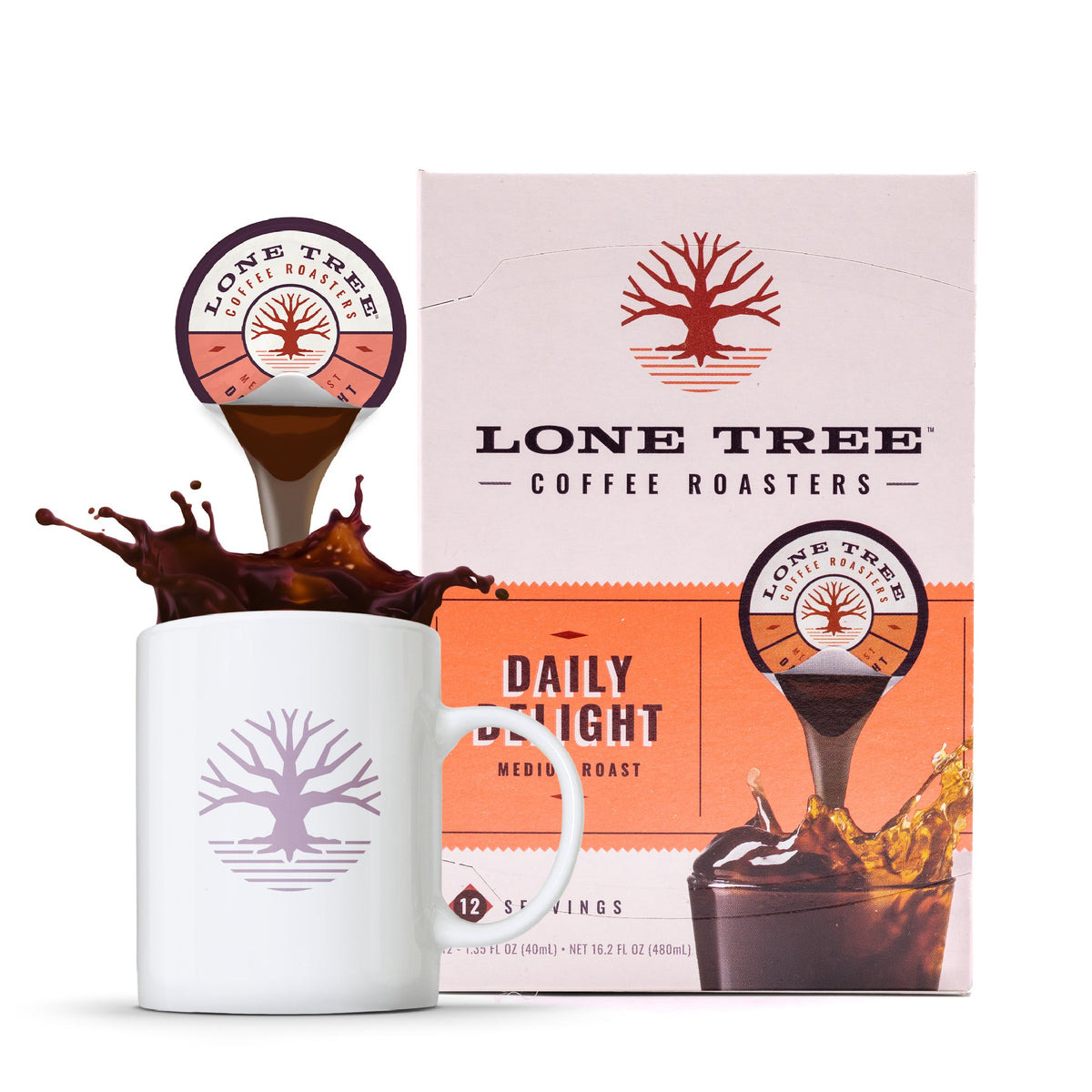 Medium roast coffee from Java House's Lone Tree Coffee Roasters Original Blend, shown as a brewed coffee with a white background.
