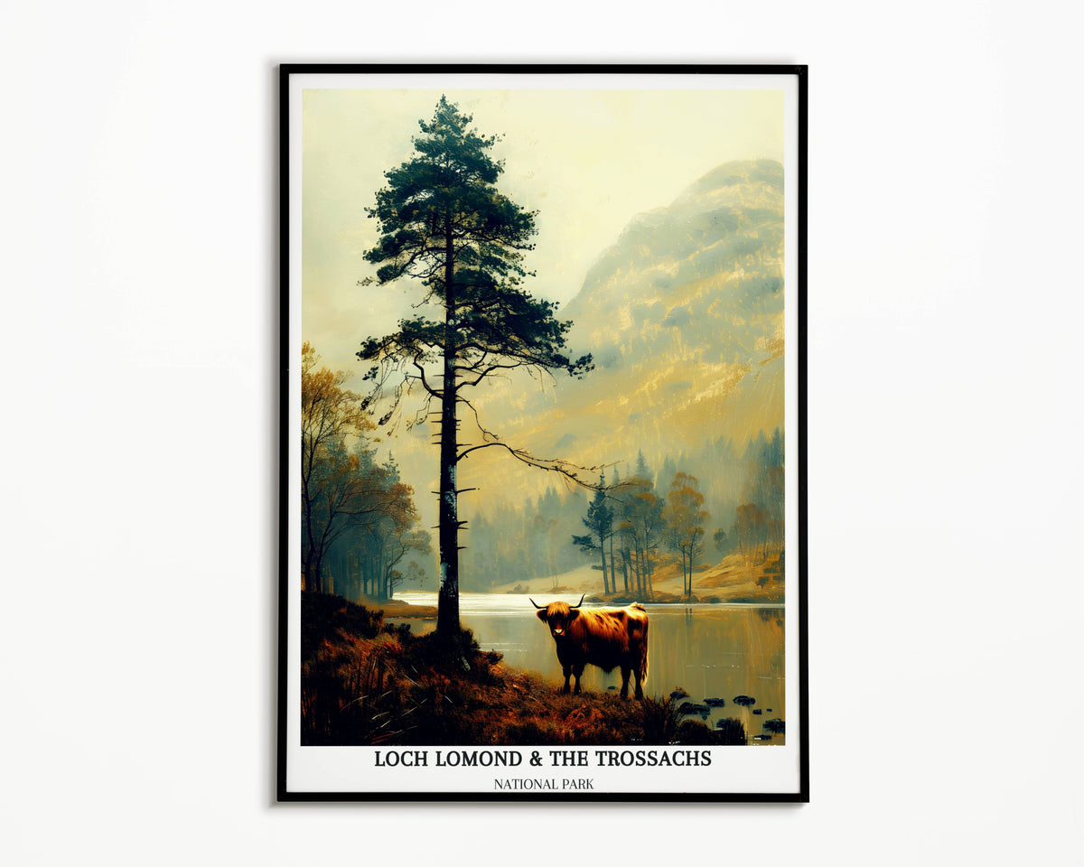 Digital map of Loch Lomond and The Trossachs National Park, featuring Scottish Highlands, Cairngorms, and Loch Ness scenery.
