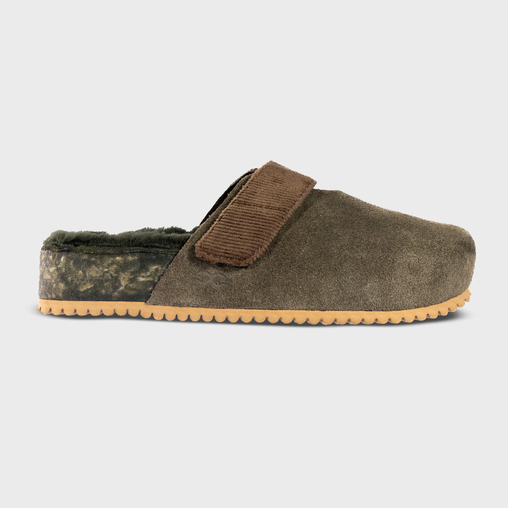 Fleks San Ysidro slide sandal called The Puente Clog in Forest, featuring a casual slip-on design with a textured sole.