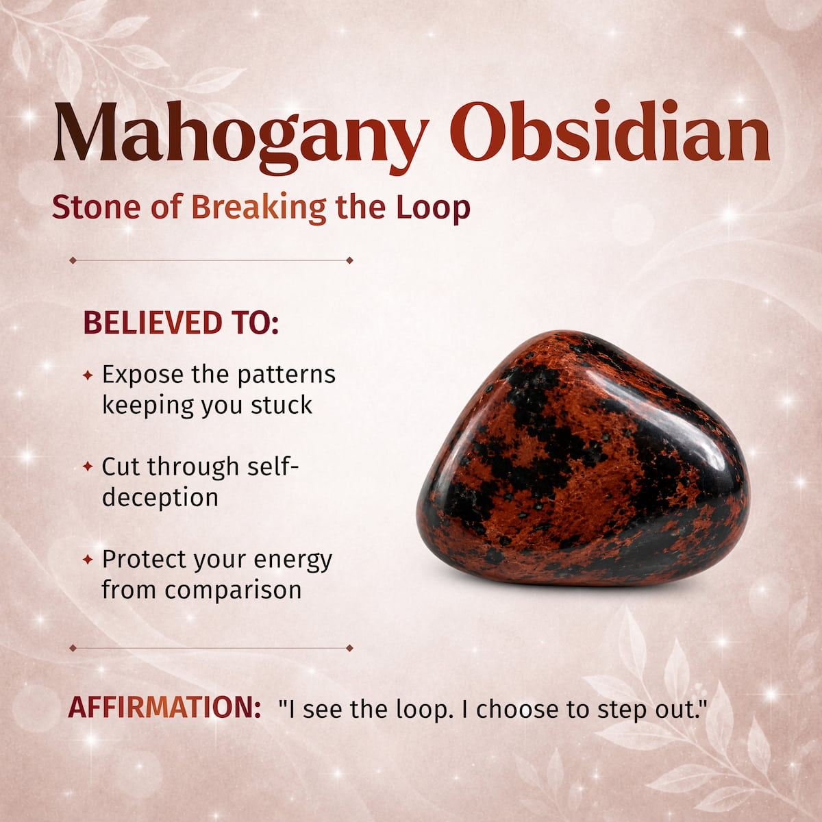 Mahogany Obsidian bracelet from Conscious Items featuring natural stones and a sleek design for self-awareness and protection.