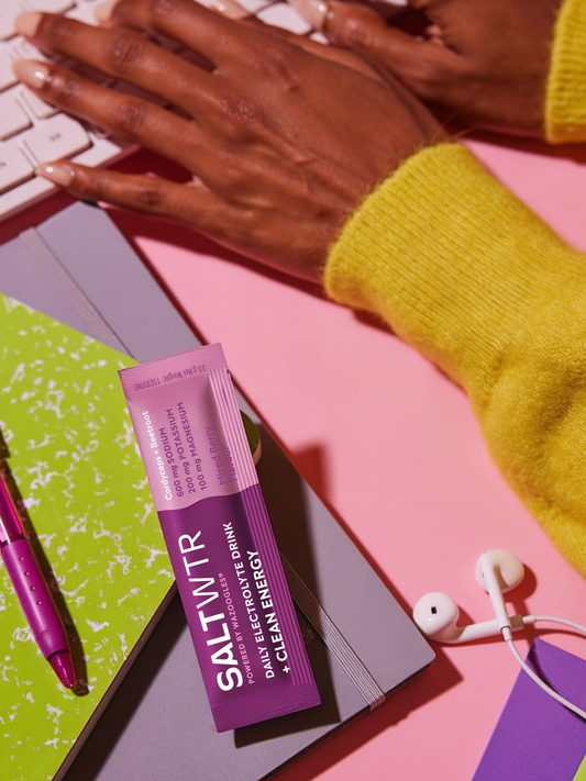 SaltWTR Mixed Berry Clean Energy SaltWTR drink with colorful mixed berry flavor and vibrant packaging.