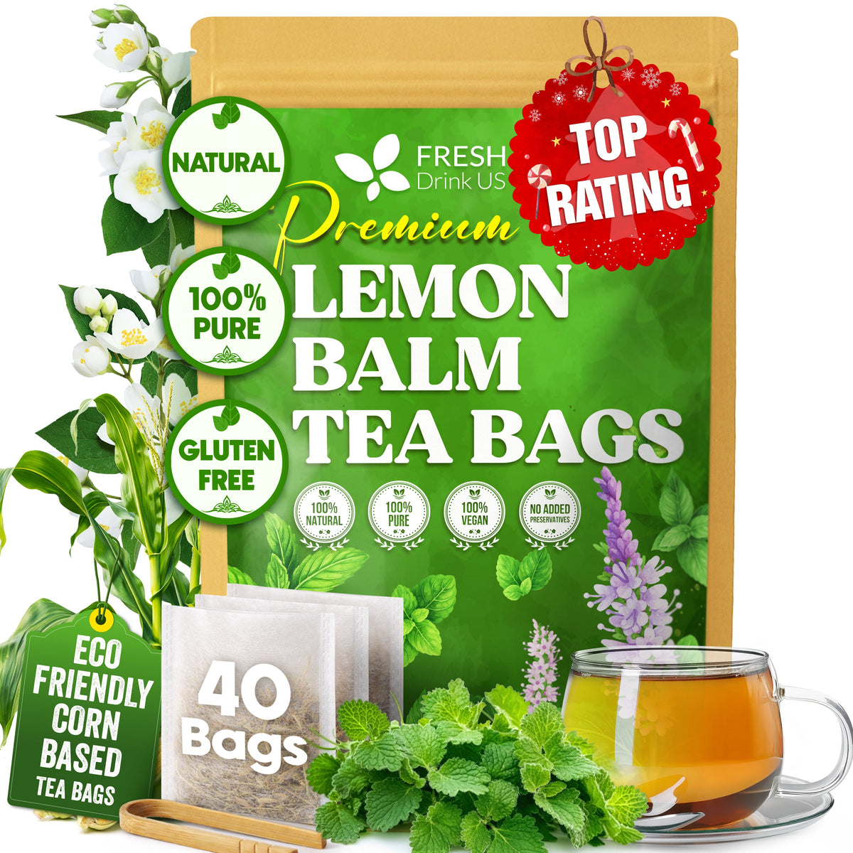Premium Lemon Balm Leaf Tea Bags
