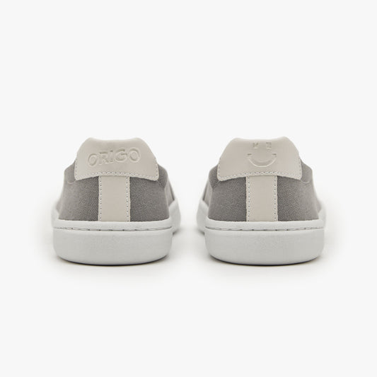 Women's Origo Shoes Everyday Sneaker Gen 3 in gray cotton canvas, barefoot style, casual and comfortable footwear.