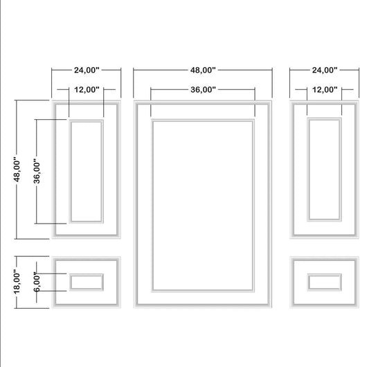 Birdeco wall molding kit with three upper and two bottom frames, featuring easy-to-install decorative wall molding.