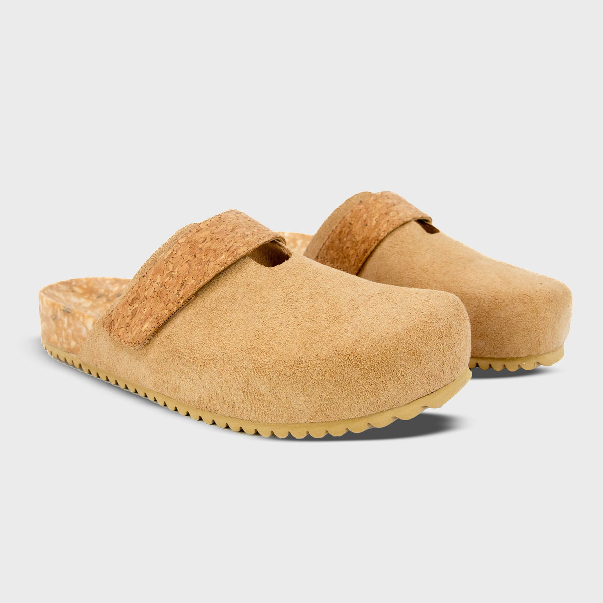 Fleks More Mesa Clog in Morning Coffee color, side view showing the stylish, comfortable footwear for casual wear.