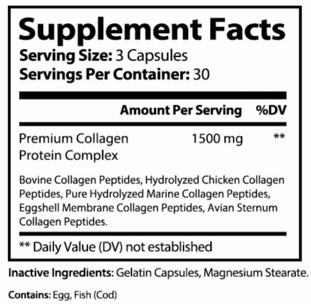 Nutra Moment Premium Collagen Peptides supplement facts label showing nutritional information and ingredient details for health and beauty.