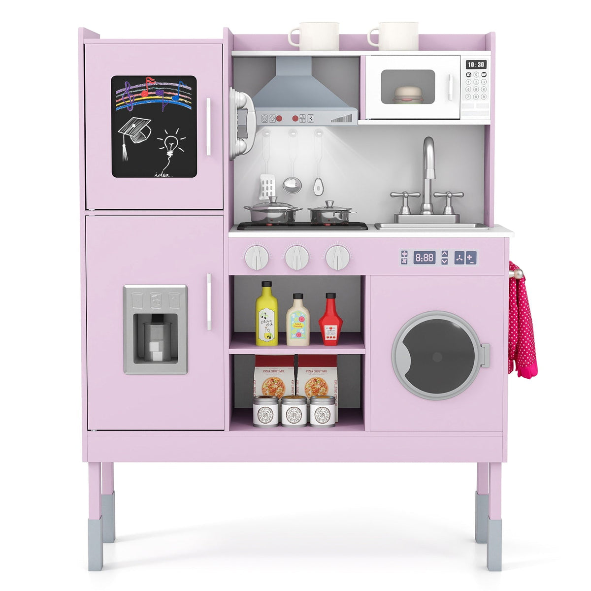 GBruno pretend play kitchen toy with range hood, ice maker, and telephone for children's imaginative play
