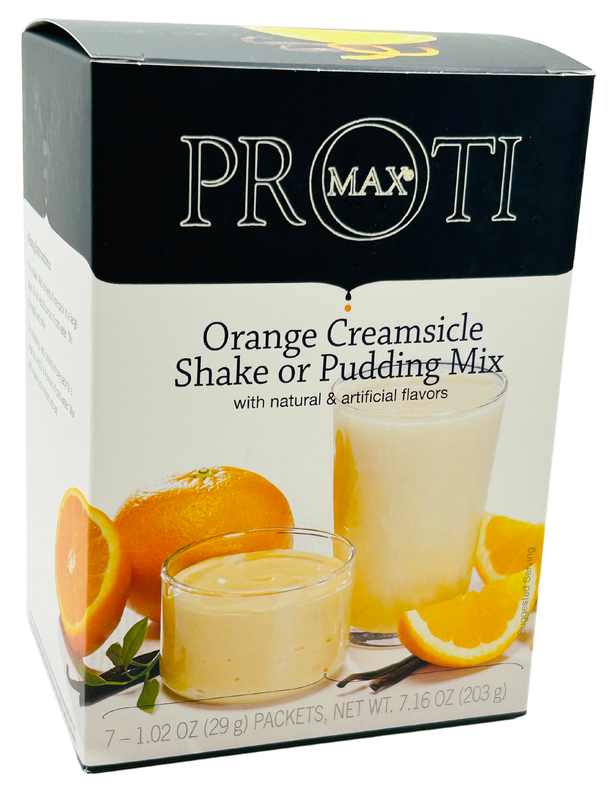 AmBari Nutrition Orange Creamsicle Shake in a glass with a straw, showcasing the creamy orange beverage in a clear cup.