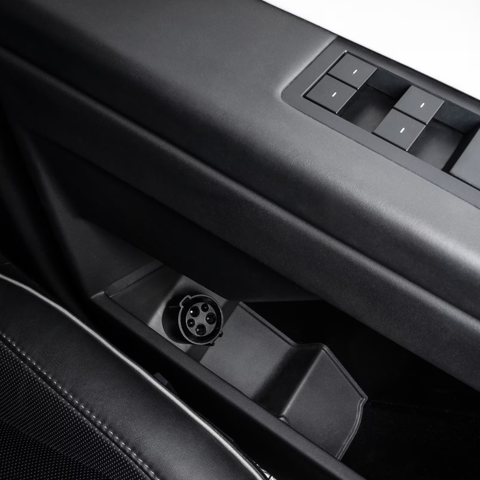 Cybertruck J1772 Adapter Door Dock by Tesery Official Store, showing the sleek charging port cover for easy access.